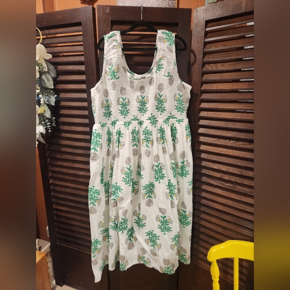 Lane Bryant White and Green Floral Top